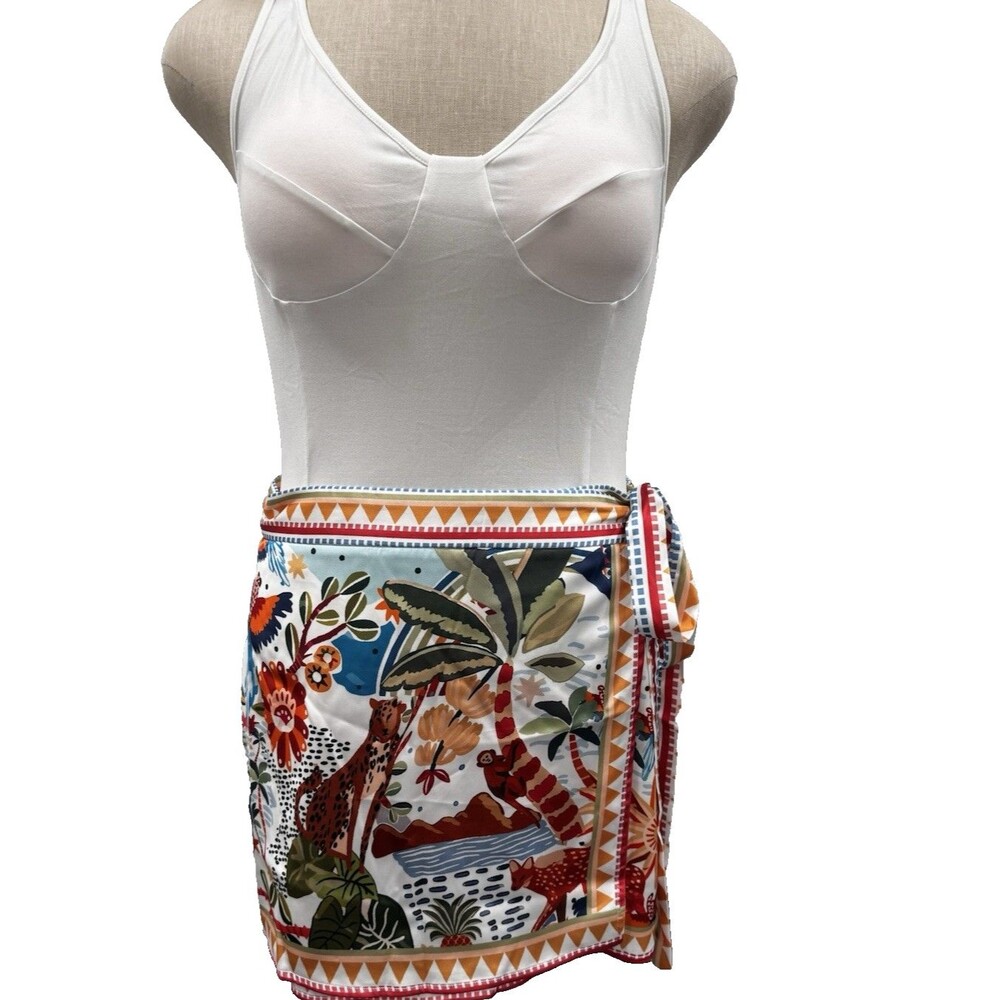 NEW Micas Floral Print Wrap Knot Mini Skirt Size 0XL Floral Multicolor